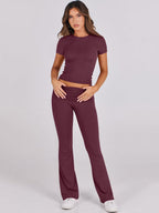 ANRABESS Lounge Sets for Women 2 Piece Foldover Yoga Flare Leggings Pants Crop Tops Casual Y2K Outfits Matching Tracksuit Set