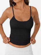 Trendy Queen Double Lined Adjustable Spaghetti Strap Tank Top for Women Cute Summer Basic Crop Top for Teen Workout Going Out