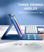Harvopu Compatible for iPad 11th 10th Generation Case with Keyboard, Folio Cover with Pencil Holder, Multi-Touch Trackpad, 7 Color Backlit, Detachable Keyboard for iPad (A16) 11th/10th Gen (Navy Blue)