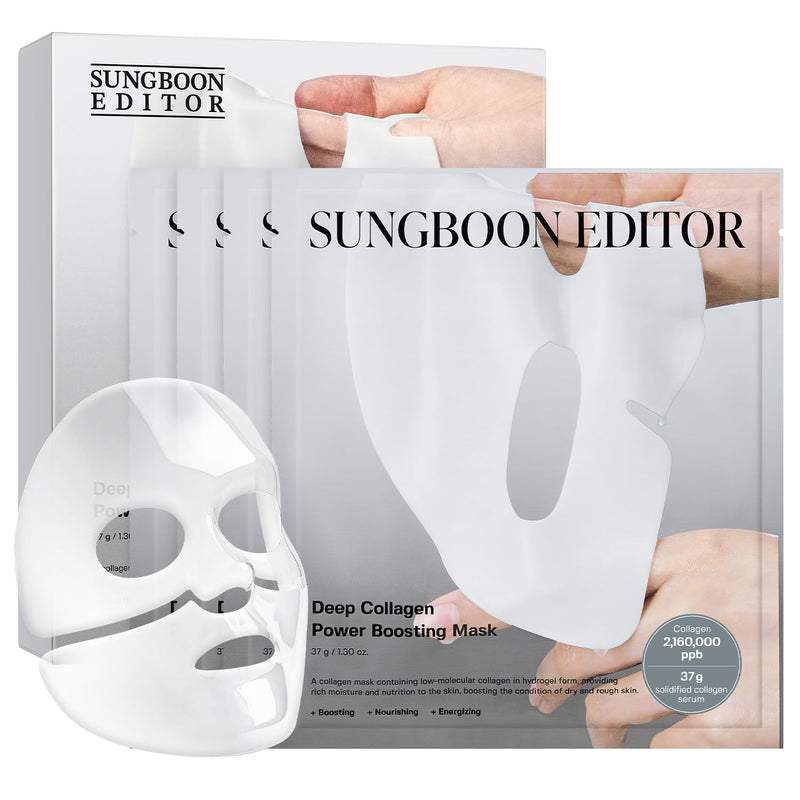 SUNGBOON EDITOR Deep Collagen Overnight Mask Hydrating Mask for Glass Skin, Wrinkle Care, Firming & Pore Refining 2,160,000PPB Collagen + 9 Peptides Korean Skincare, 4ea Gifts for Women