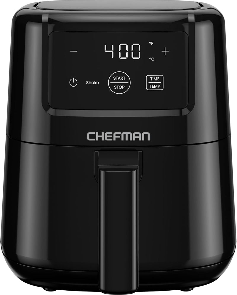 CHEFMAN 2 Qt Mini Air Fryer – Digital Space-Saving Compact Air Fryer with Nonstick and Dishwasher Safe Basket, Quick & Easy Meals in Minutes, Features Digital Timer and Shake Reminder – Black