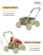 PULA Baby Push Walker with Wheels Toddler Wagon for First Learner Baby Toys 6-12 Months, 1 Year Old Birthday Gifts, Indoors and Outdoors (Green)