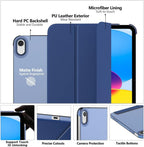 MoKo for iPad (A16) 11th Generation Case 11 Inch 2025, iPad 10th Generation Case 10.9 Inch 2022, Slim Stand Hard PC Translucent Back Shell Smart Cover, Support Touch ID, Auto Wake/Sleep, Navy Blue
