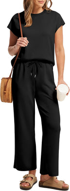 Sampeel Two Piece Sets for Women Summer Vacation Outfits Cap Sleeve Tops Lounge Matching Sets Clothing Beach Fashion Clothes