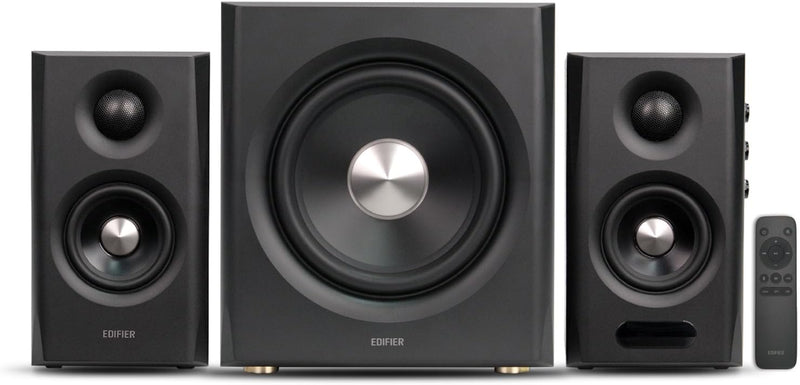 Edifier S355DB 2.1 Powered Bookshelf Speakers with Wireless 8" Subwoofer, 150W Tri-Amp Hi-Res Audio, Computer Speaker System, Bluetooth 6.0 with LDAC, HDMI/Optical/Coaxial Inputs for PC, TV (Black)