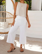 IDEALSANXUN Womens Linen Crop Tank Tops 2026 Spring Summer Beach Sleeveless Tops