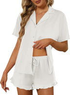 Ekouaer Pajamas Set for Women Short Sleeve Sleepwear Button Down Pjs Lounge Sets Soft Nightwear