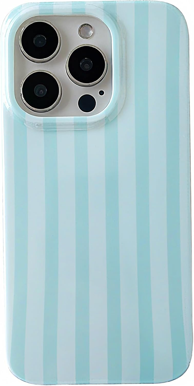 ZTOFERA for iPhone 15 Case with Geometric Vertical Stripes,Cute Fashion Simple Line Pattern for Women Men,Soft TPU Slim Glossy Shockproof Case Cover(Light Blue)