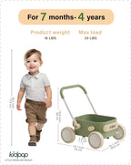 PULA Baby Push Walker with Wheels Toddler Wagon for First Learner Baby Toys 6-12 Months, 1 Year Old Birthday Gifts, Indoors and Outdoors (Green)