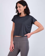 Real Essentials 5 Pack: Women's Dry-Fit Crop Top Short Sleeve Shirts Workout Gym Cropped Athletic Tee (Available in Plus)