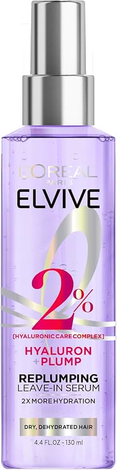 L'Oreal Paris Elvive Hyaluron Plump Moisture Plump Hair Serum for Dehydrated, Dry Hair with Hyaluronic Acid Care Complex