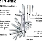 Victorinox Swiss Champ Swiss Army Knife, 33 Functions, Swiss Made Pocket Knife with Large Blade, Screwdriver, Chisel and Combination Pliers - Silvertech