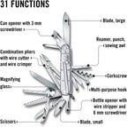 Victorinox Swiss Champ Swiss Army Knife, 33 Functions, Swiss Made Pocket Knife with Large Blade, Screwdriver, Chisel and Combination Pliers - Silvertech