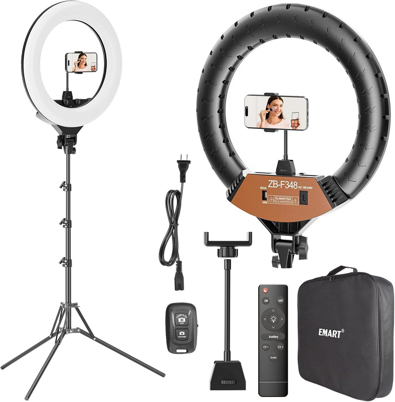 EMART 18-inch Ring Light with Stand, 2800-6500K LED Photography Lighting Kit with Phone Holder, Selfie Light for Vlog Live Streaming Video Makeup Tattoo Barber Studio