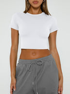 WYNNQUE Womens Crop Tops Cute Summer Crew Neck Basic Tees Slim Fit Trendy Short Sleeve T Shirts for Teen Girls 2026