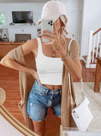 REORIA Women’s Sexy Square Neck Double Lined Seamless Sleeveless Cropped Tank Yoga Crop Basic Tops