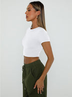 WYNNQUE Womens Crop Tops Cute Summer Crew Neck Basic Tees Slim Fit Trendy Short Sleeve T Shirts for Teen Girls 2026