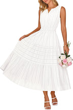 MEROKEETY Summer Spring Midi Maxi Dress for Women 2026 Casual Beach Vacation Sleeveless Boho V Neck Cotton Long Dresses