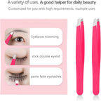 Derlaier Tweezers Set Professional High Precision Stainless Steel Eyebrow Remover Ingrown Hair & Splinter Removal Kit Facial Hair Grooming Tools for Men Women Pink 4 Pcs