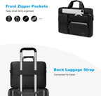 MOSISO Laptop Shoulder Bag 15.6 inch, 15-15.6 inch Computer Bag Compatible with MacBook Pro 16 inch, HP, Dell, Lenovo, Notebook with 2 Raised&1 Flapover&1 Horizontal Pocket&Handle&Belt, Black