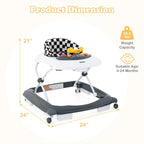 INFANS Foldable Baby Walker, 3 in 1 Toddler Walker Leaning-Seated Walk-Behind with Removable Music Tray, Adjustable Height, Washable Seat Cushion for Boys and Girls (Checkerboard)