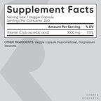 Sports Research High Potency Vitamin C Supplement - Vegan Veggie Capsules for Antioxidant Activity & Immune Support - Non-GMO Verified & Gluten Free - Ascorbic Acid Vitamin C 1000mg, 240 Count