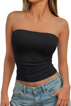 Trendy Queen Women's Strapless Bandeau Crop Top