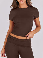 ANRABESS Lounge Sets for Women 2 Piece Foldover Yoga Flare Leggings Pants Crop Tops Casual Y2K Outfits Matching Tracksuit Set