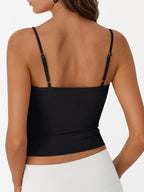 Trendy Queen Double Lined Adjustable Spaghetti Strap Tank Top for Women Cute Summer Basic Crop Top for Teen Workout Going Out