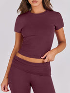 ANRABESS Lounge Sets for Women 2 Piece Foldover Yoga Flare Leggings Pants Crop Tops Casual Y2K Outfits Matching Tracksuit Set