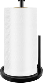 Paper Towel Holder Countertop, Standing Paper Roll Holder with Anti Slip Weighted Base, Stainless Steel Freestanding Paper Towel Holder for Kitchen, Black