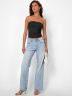 Trendy Queen Women's Strapless Bandeau Crop Top