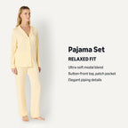 Amazon Essentials x Sofia Grainge Women's Stretch Modal Long-Sleeve and Full-Length Bottom Pajama Set