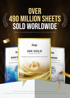 SNP 1000mg Collagen + 24K Gold Ampoule Sheet Mask | Collagen Face Masks Skincare | Tightening, Hydrating, and Nourishing | Korean Skin Care | Overnight Face Masks | Moisturizing Face Mask | 10 Sheets