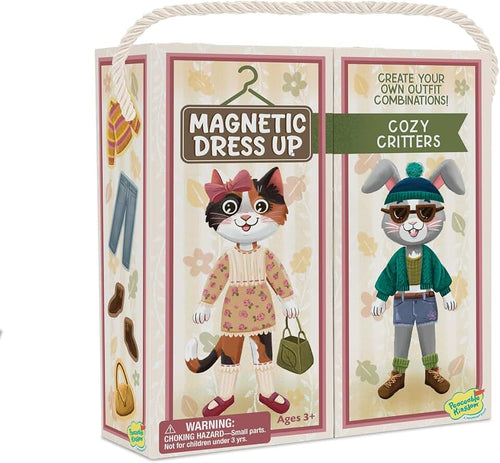 Peaceable Kingdom Magnetic Dress Up: Cozy Critters Playset, 56-Piece Magnetic Dress Up Set with Bunny & Kitty Dolls, War