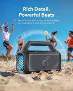 Soundcore Boom 2 By Anker, Outdoor Speaker, 80W, Subwoofer, BassUp 2.0, 24H Playtime, IPX7 Waterproof, Floatable, RGB Lights, USB-C, Custom EQ, Bluetooth 5.3, Portable for Camping and Beach - Black