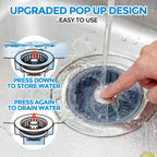 Sink Drain Strainer - Sink Stopper Kitchen Drain, 3 in 1 Kitchen Sink Drain Strainer with Anti-Clogging Basket, Kitchen Gadgets Clearance Sink Accessories, Fit US Standard 3-1/2'' Sink Hole, Silver