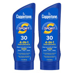 Coppertone Sport Sunscreen Lotion SPF 30, Sweat, Heat and Water Resistant Sunblock, Lightweight, Oxybenzone Free, Sunscreen Twin Pack, 7 Fl Oz Bottle, Pack of 2
