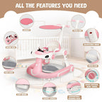 6 in 1 Foldable Baby Walker, Activity Baby Walker-Baby Bouncer, Rocker, Activity Center,Push Walker,Detachable Trampoline Mat, Adjustable Speed Rear Wheels and Height,Music & Lights,Ages 6-18 Months