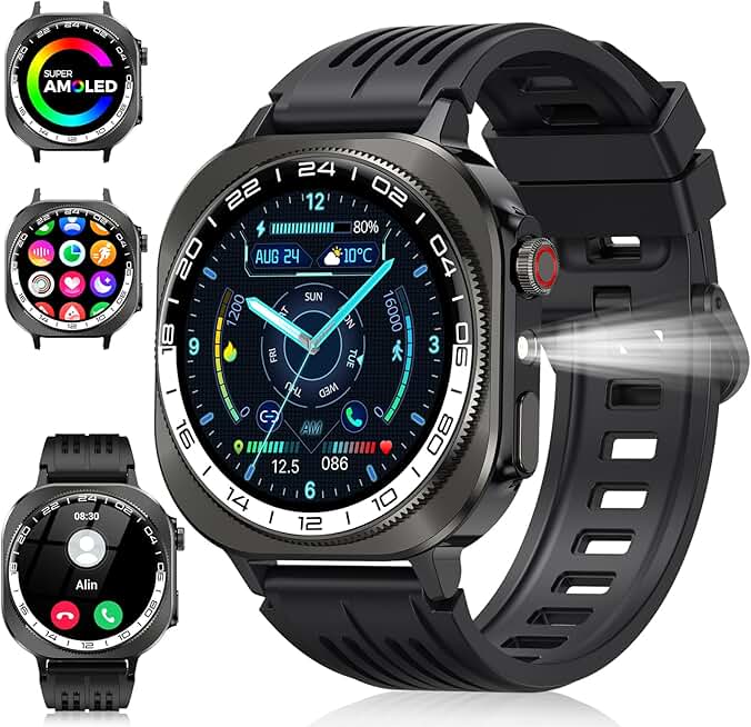 Smart Watch, 2026 AMOLED 1.43" Fitness Smartwatch for Men Women, Bluetooth 5.4 Call, 130+Sports Modes, 60+Days Flashligh
