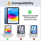 MoKo for iPad (A16) 11th Generation Case 11 Inch 2025, iPad 10th Generation Case 10.9 Inch 2022, Slim Stand Hard PC Translucent Back Shell Smart Cover, Support Touch ID, Auto Wake/Sleep, Navy Blue