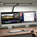 ONEMIX 42" LED Desk Lamp with Clamp, Architect Desk Light with Remote, Adjustable 4-Segment Bar, 1800LM Bright, Eye-Caring Desk Lamp for Home Office, Reading, Study, Dual Monitors, Workbench(Black)