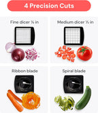 Fullstar The Original Pro Chopper - Vegetable Chopper and Spiralizer, Food Chopper with Container, Fruit Slicer, Kitchen Gadgets & Gifts, Home Essentials (4 in 1, White)