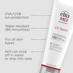 EltaMD UV Sport Sunscreen Lotion SPF 50 - Face and Body Sunscreen SPF 50, Water & Sweat Resistant, Zinc Oxide Formula for Active Lifestyles