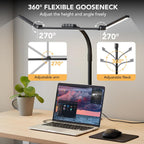 LED Desk Lamp for Home Office with Base, 28.2" Adjustable Gooseneck Swing Arm Ultra Bright Desk Light, Dimmable Architect Table lamp for Desktop Computer Light, Reading, Study, Workbench