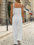 Trendy Queen Women's 2 Piece Lounge Set Spring Outfits - Camisole Top & Wide Leg Pants