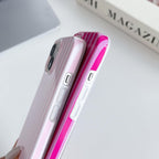 Yeddabox for iPhone 15 Case Cute Striped Phone Case Soft TPU Slim Shockproof Phone Cover for Women Girls, Pink