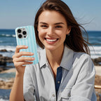 ZTOFERA for iPhone 15 Case with Geometric Vertical Stripes,Cute Fashion Simple Line Pattern for Women Men,Soft TPU Slim Glossy Shockproof Case Cover(Light Blue)