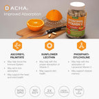 DACHA Natural Liposomal Vitamin C - 1700mg, 200 Capsules, Immune System & Collagen Booster, High Absorption Fat Soluble VIT C, Buffered, Skin Vitamins, Vegeterian, Vegan