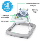 Ingenuity Smooth Strides Activity Baby Walker - Chambray, Developmental Walker, 3 Adjustable Heights, Toys Included, 6M-12M